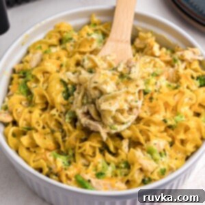 Crispy Air Fryer Chicken Casserole 11 Golden cheesy pasta and chicken mixed in a casserole dish