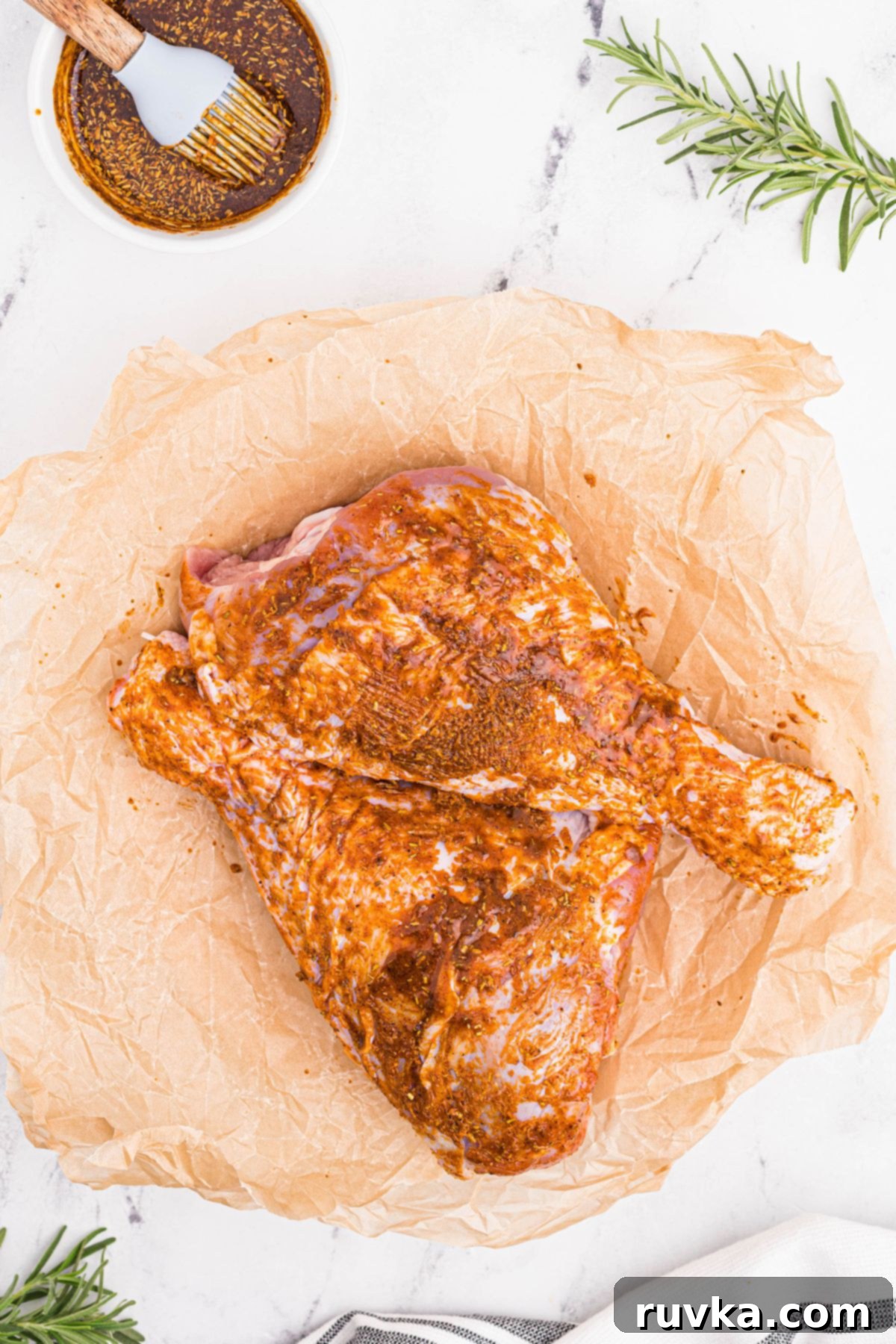 Crispy Air Fryer Turkey Legs 5 Turkey drumsticks coated in butter and seasonings before being cooked