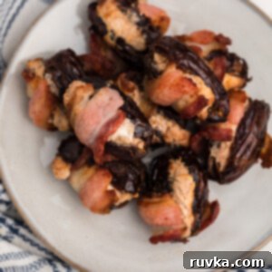Crispy Air Fryer Bacon Wrapped Dates 11 Cream cheese stuffed air fryer bacon wrapped dates.