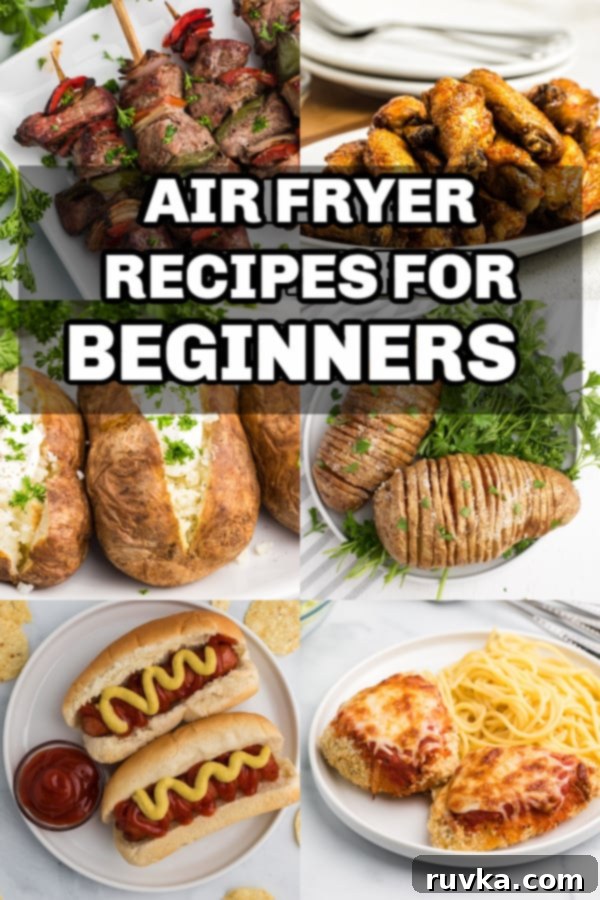 Air Frying Made Simple 2 COLLAGE OF PHOTOS FOR AIR FRYER RECIPES FOR BEGINNERS.