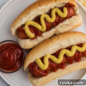 Air Frying Made Simple 17 Juicy Air Fryer Hot Dogs, ready for toppings.