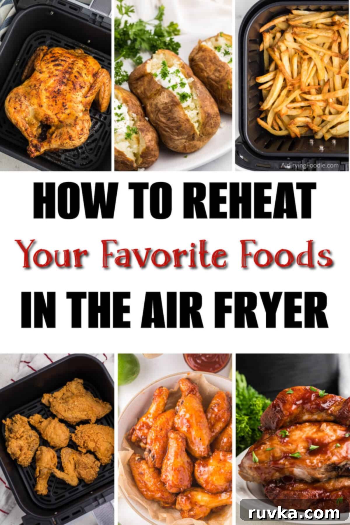 Mastering Air Fryer Leftovers for Crispy Results 2 collage of photos of foods you can reheat in the air fryer.