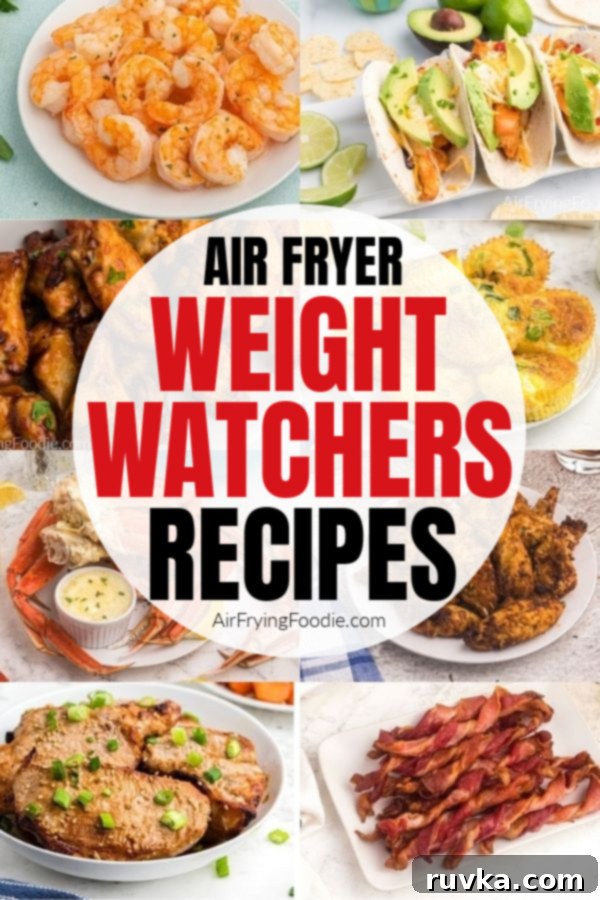 Point-Friendly Air Fryer Dishes 3 Collage of photos of recipes in the Air Fryer Weight Watchers ebook and roundup post.