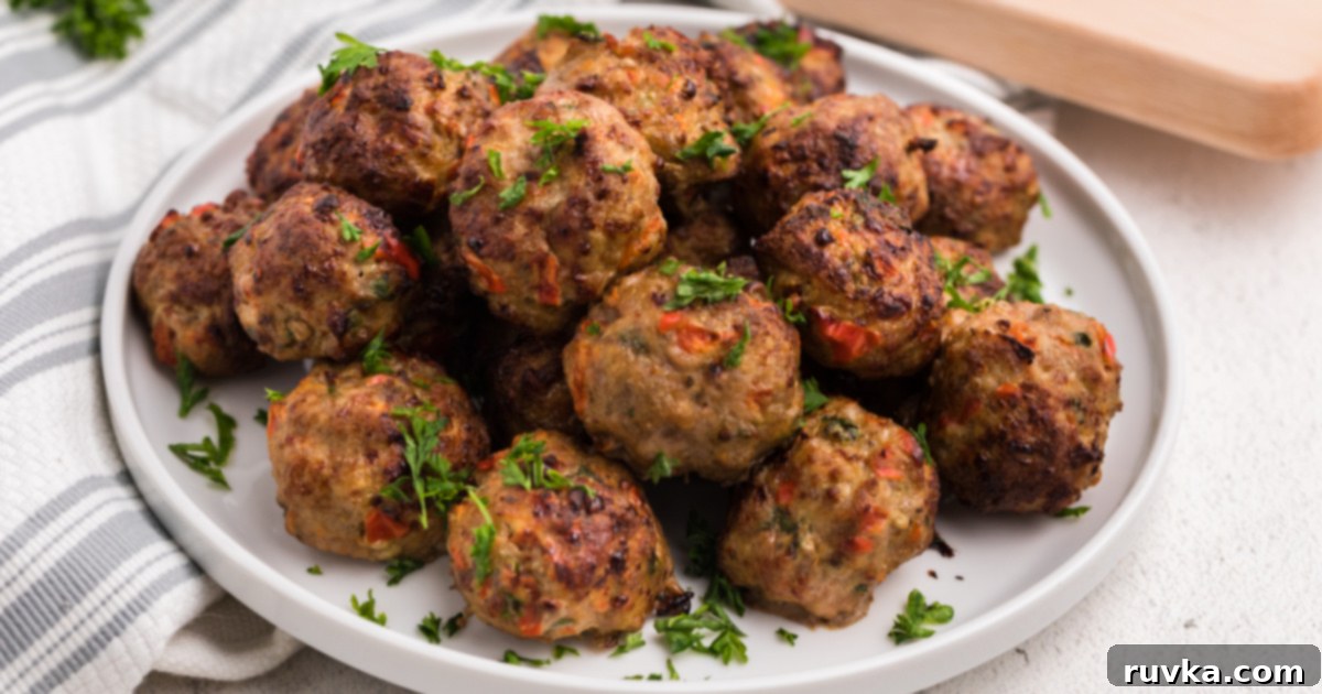 Keto Air Fryer Delights 7 Air Fryer Turkey Meatballs, savory and perfect for an appetizer or light meal.