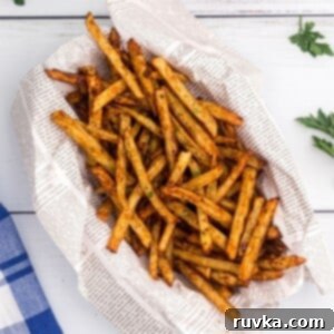 Crispy Air Fryer Seasoned Fries 8 Golden crispy fries seasoned with salt pepper and more.
