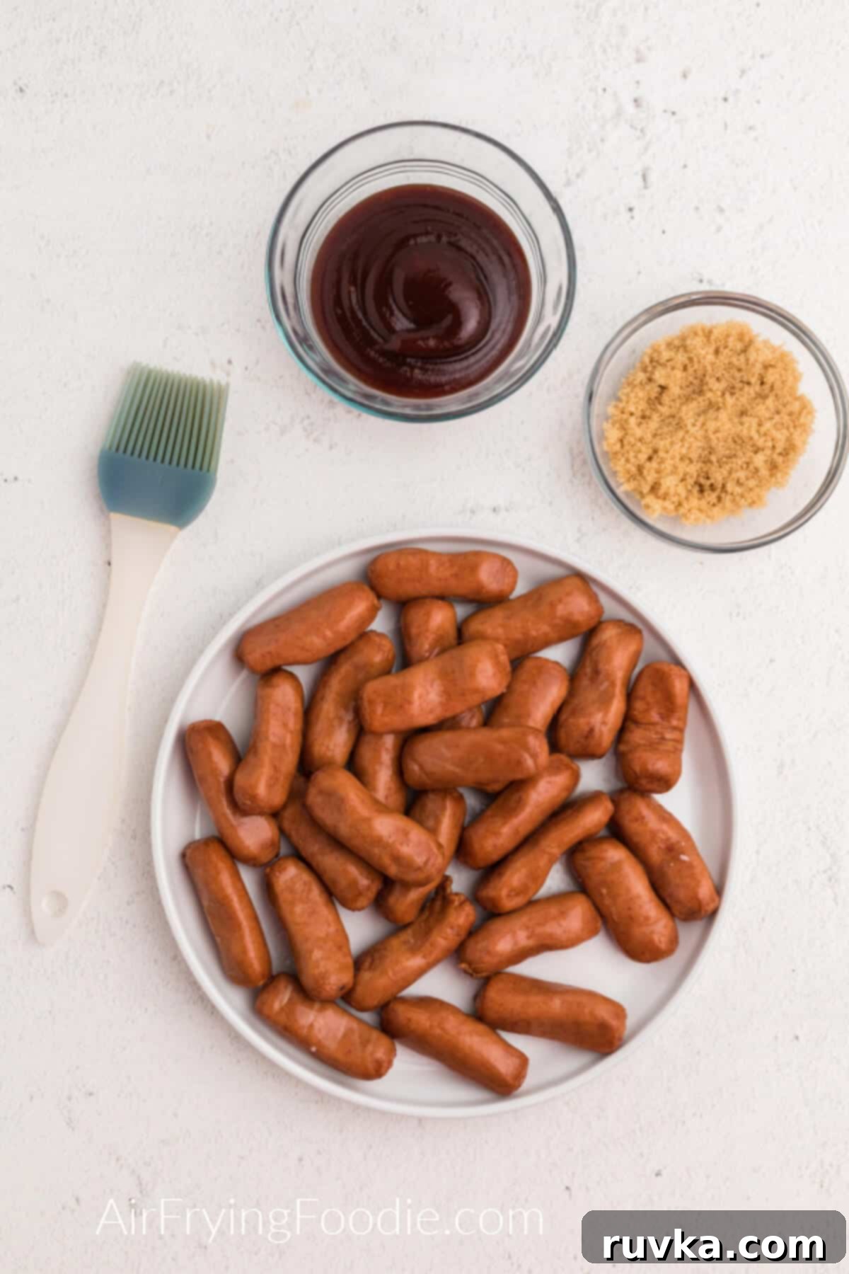 Easy Air Fryer BBQ Little Smokies 4 Ingredients needed to make BBQ Little Smokies in the Air Fryer.