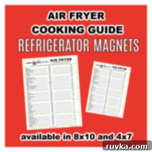 Air Fryer Cooking Times Made Easy 3 Air fryer magnet button promoting the air fryer cooking times chart for easy kitchen access and reference.