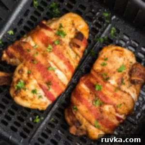 Crispy Air Fryer Chicken Bites 10 bacon wrapped chicken breasts in the air fryer basket