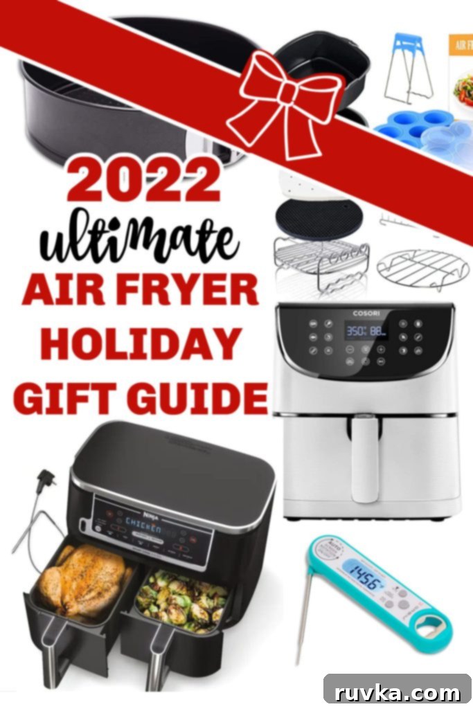 Air Fryer Holiday Gift Inspiration 2 2024 Holiday gift guide featuring a selection of top air fryers and essential accessories for the holidays