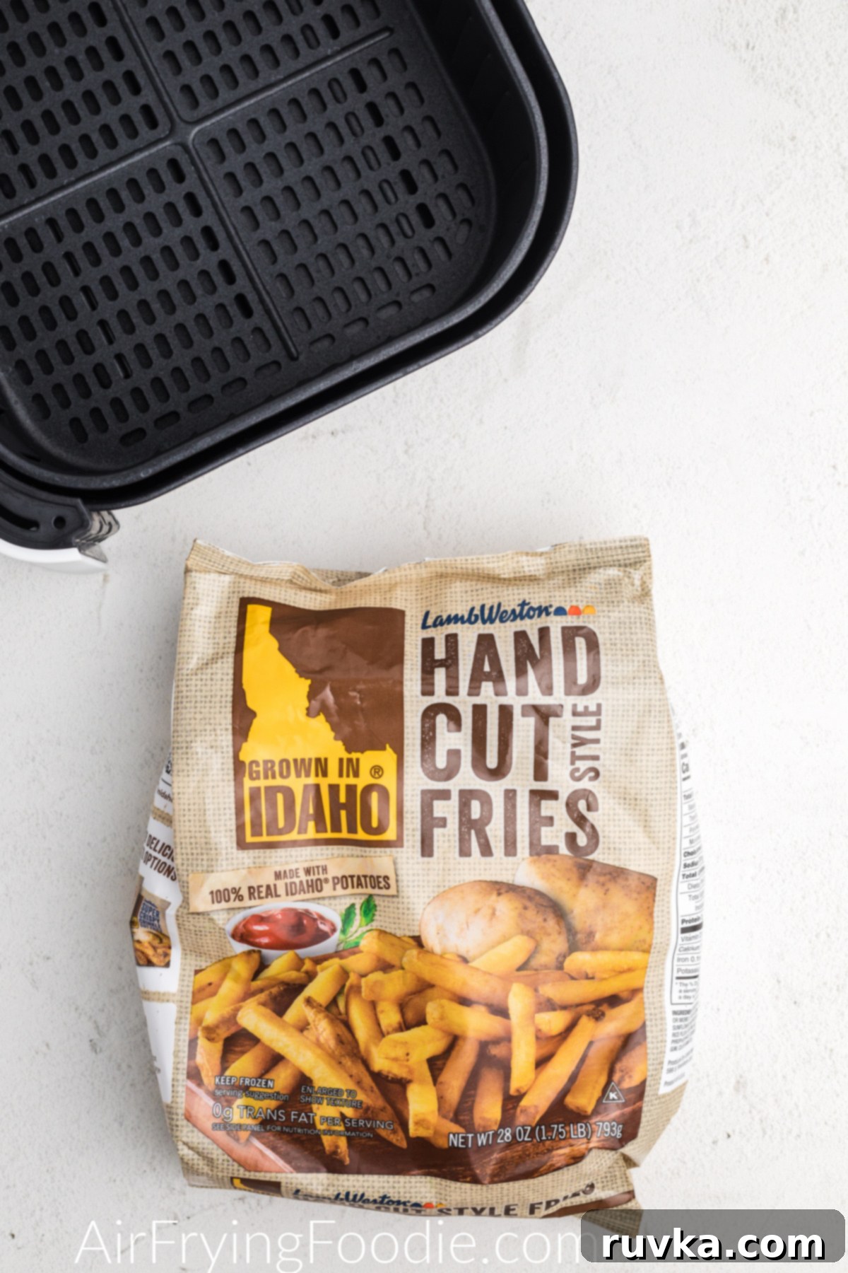 Crispy Air Fryer Frozen French Fries 3 Bag of frozen fries ready to be cooked in the air fryer.
