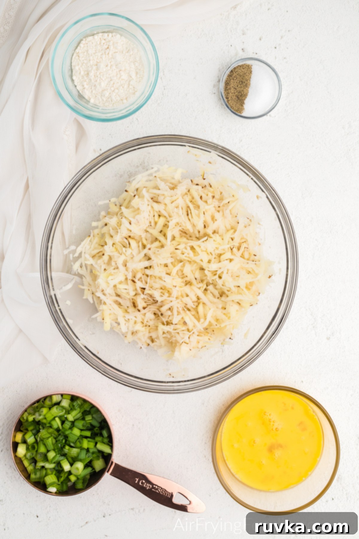 Crispy Air Fryer Latkes 5 ingredients needed to make latkes