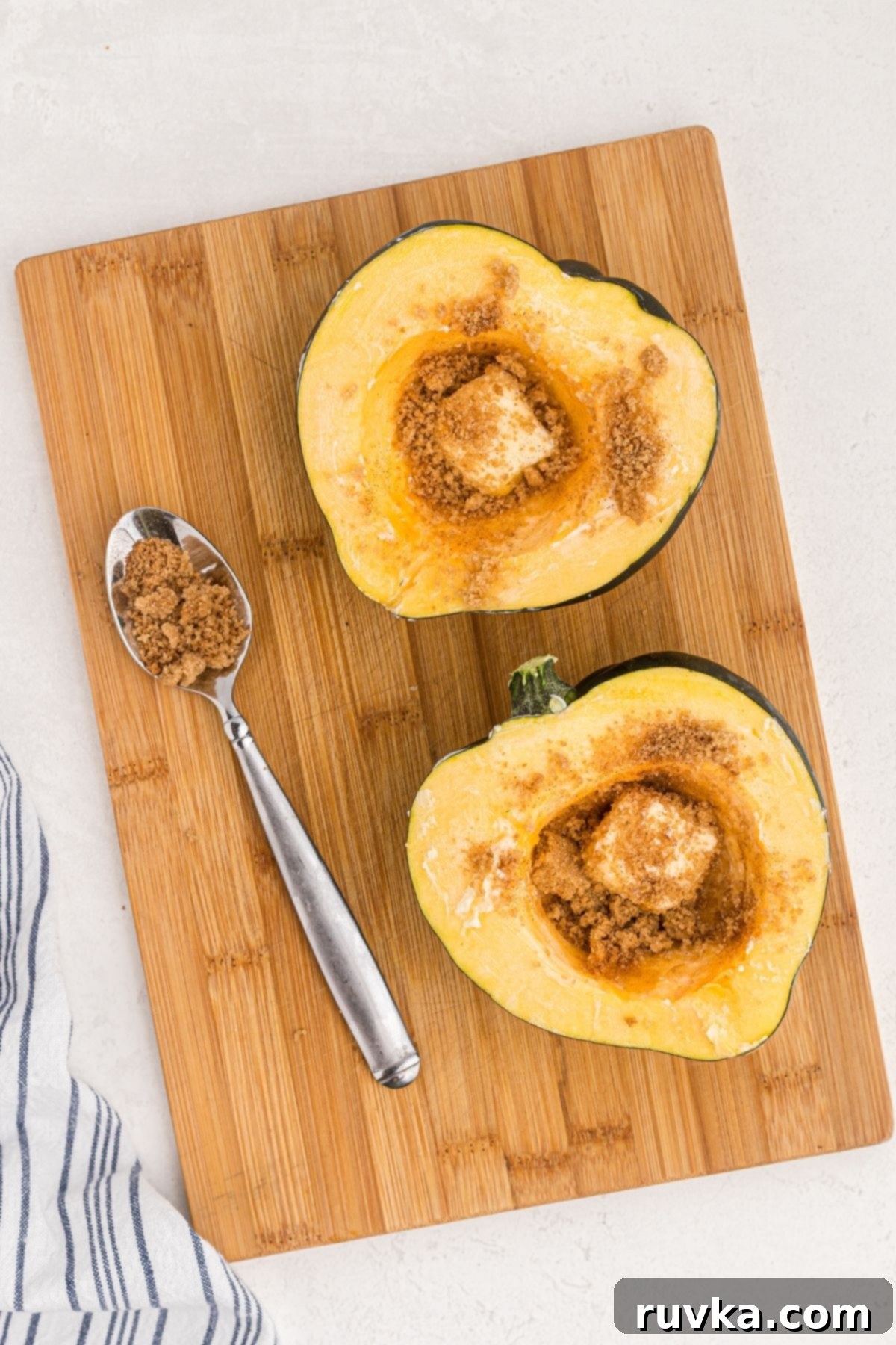 Crispy Air Fried Acorn Squash 5 Acorn squash cut in half and filled with butter and brown sugar mixture
