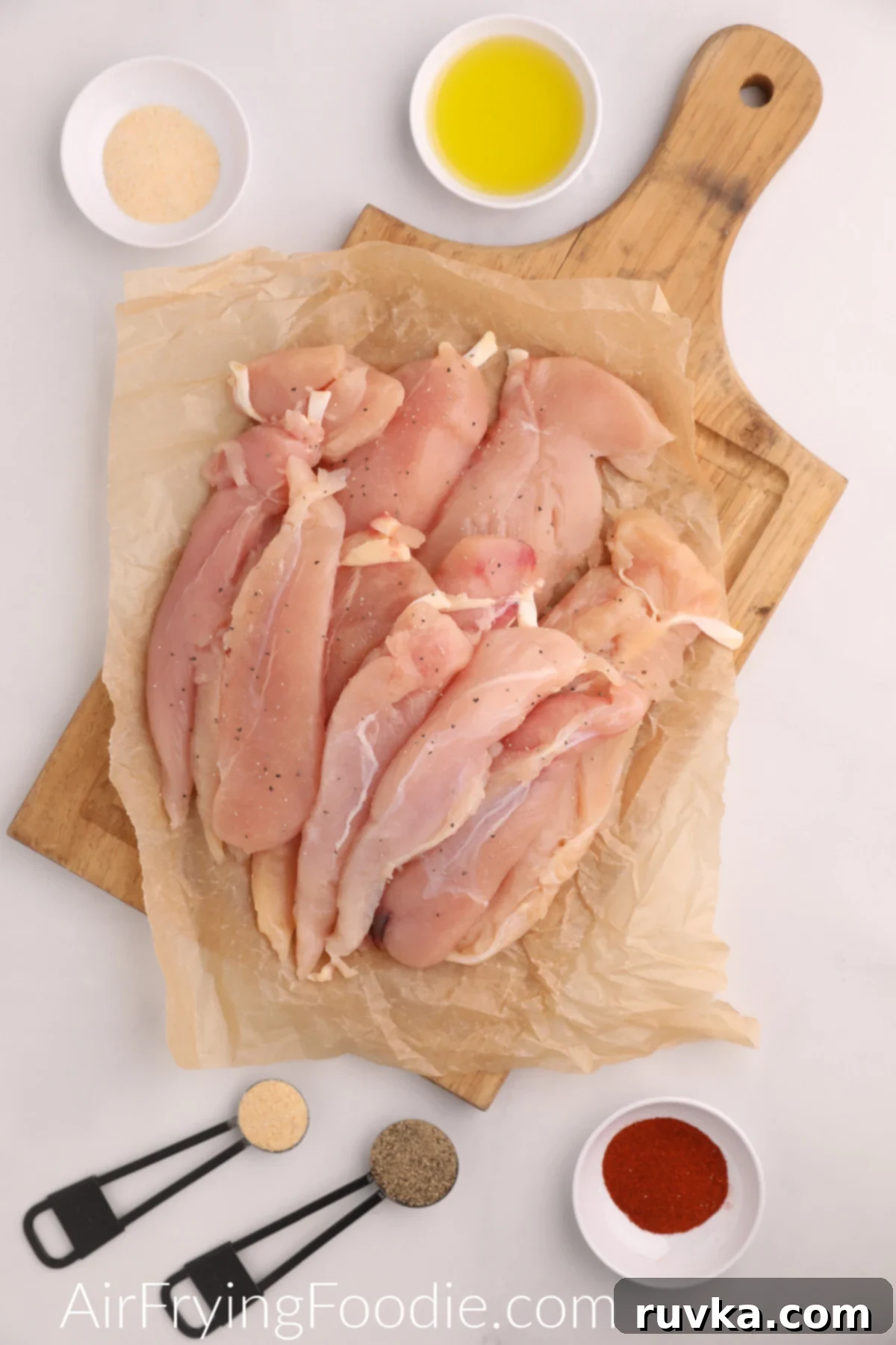 Naturally Crispy Air Fryer Chicken Tenders 3 Ingredients needed to make grilled chicken tenders in the air fryer.