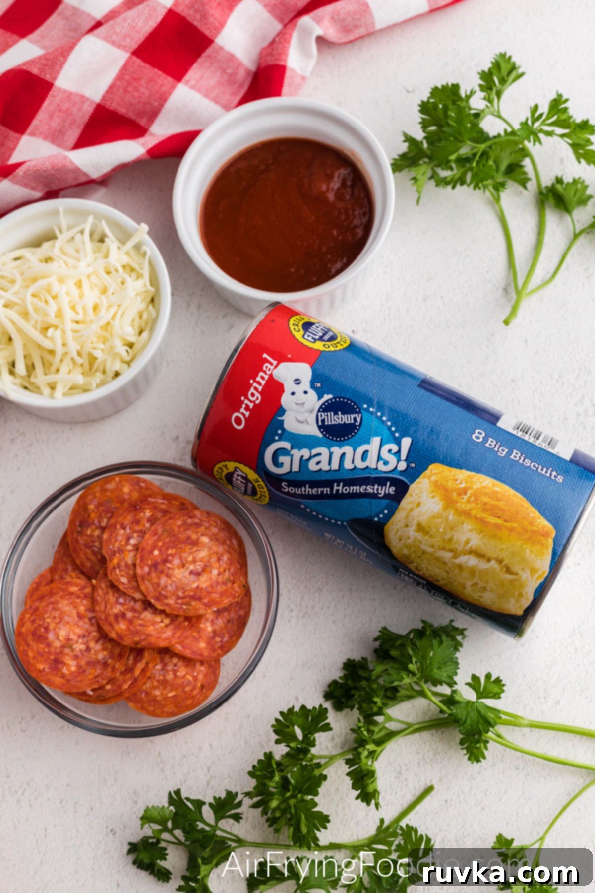 Crispy Air Fryer Pizza Bites 3 Ingredients needed to make mini pizzas in the air fryer.