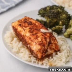 Effortless Easter with Your Air Fryer 9 Seasoned cooked filet on a bed of rice after being cooked in the air fryer